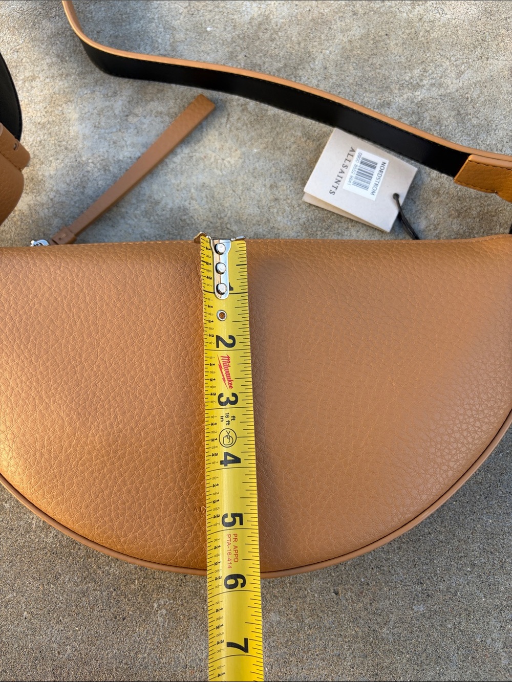 NWT AllSaints Half Moon Crossbody Bag Purse in Palisade Tan - Picture 6 of 10
